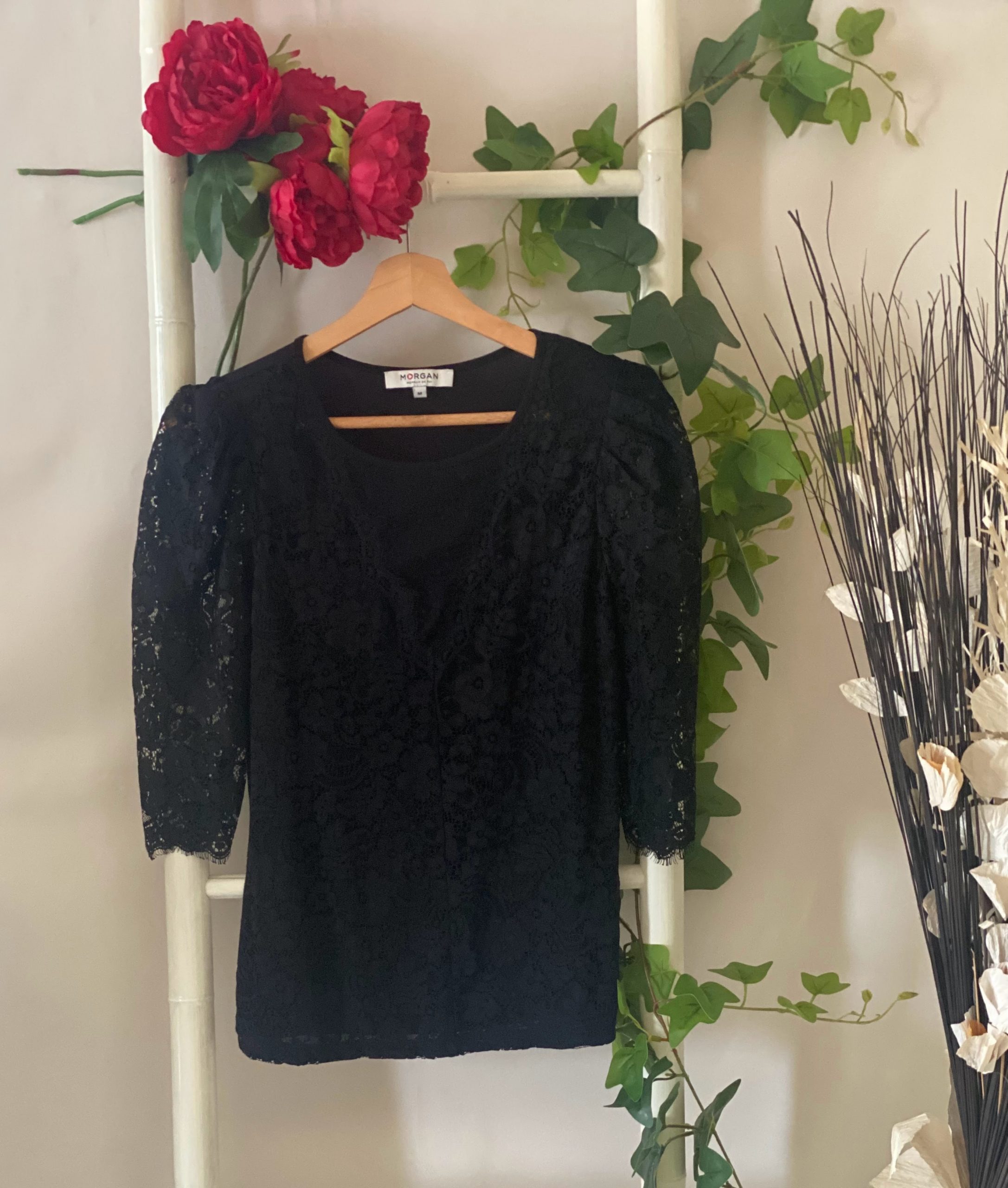 Pull dentelle noir Morgan, Taille 38/40